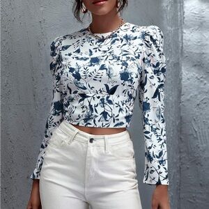 Floral Open-Back Blouse